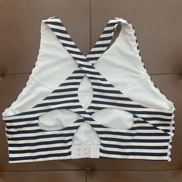ATHLETA Navy and White Stripe Sports Bra. Size Small - Picture 4 of 5